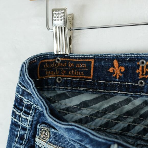 Rock Revival Jeans Womens 28 Blue Low-Rise Bootcut Embellished Essie Y2K Western - Picture 6 of 12